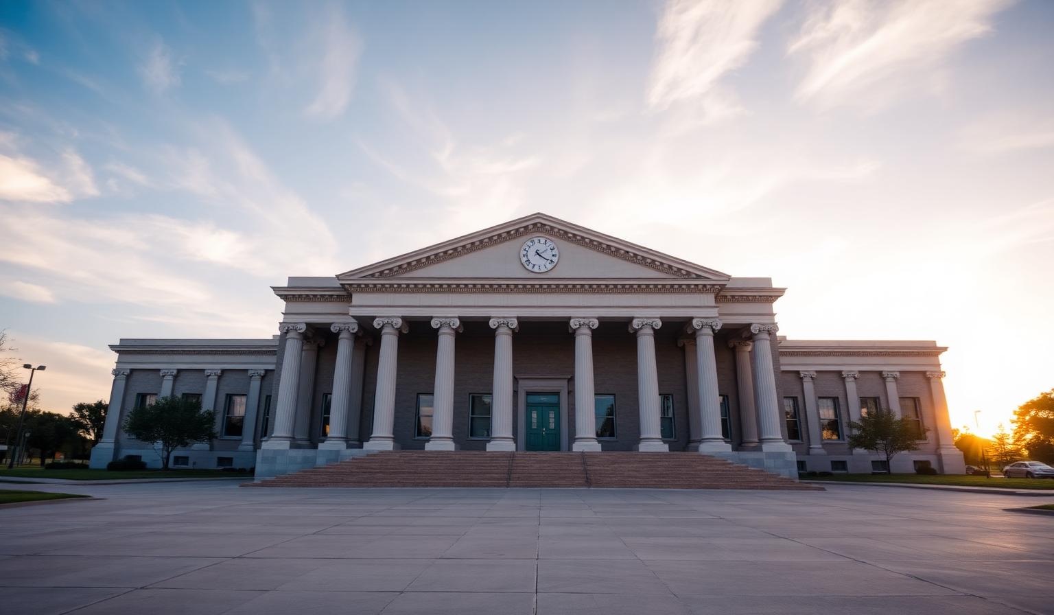A Texas county courthouse at golden hour