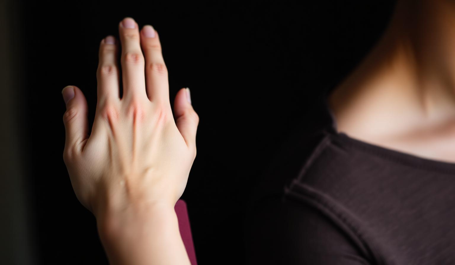 A reassuring hand resting on a shoulder